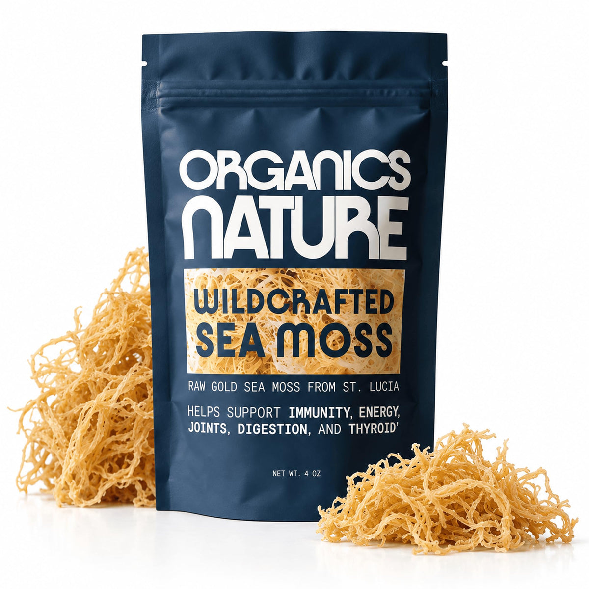 ORGANICS NATURE Raw Sea Moss Irish Wildcrafted Sun Dried - 4 Oz