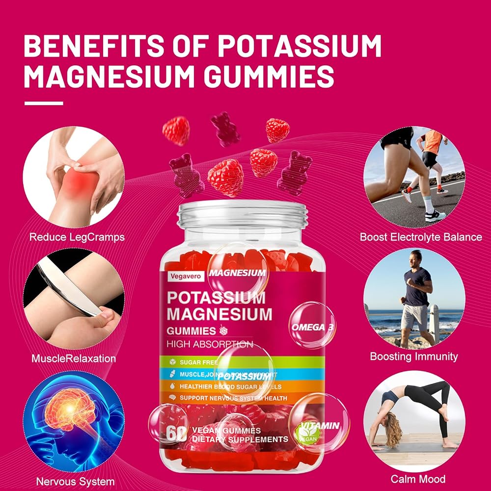 Vegavero Potassium Magnesium Gummies - Magnesium Glycinate Gummies