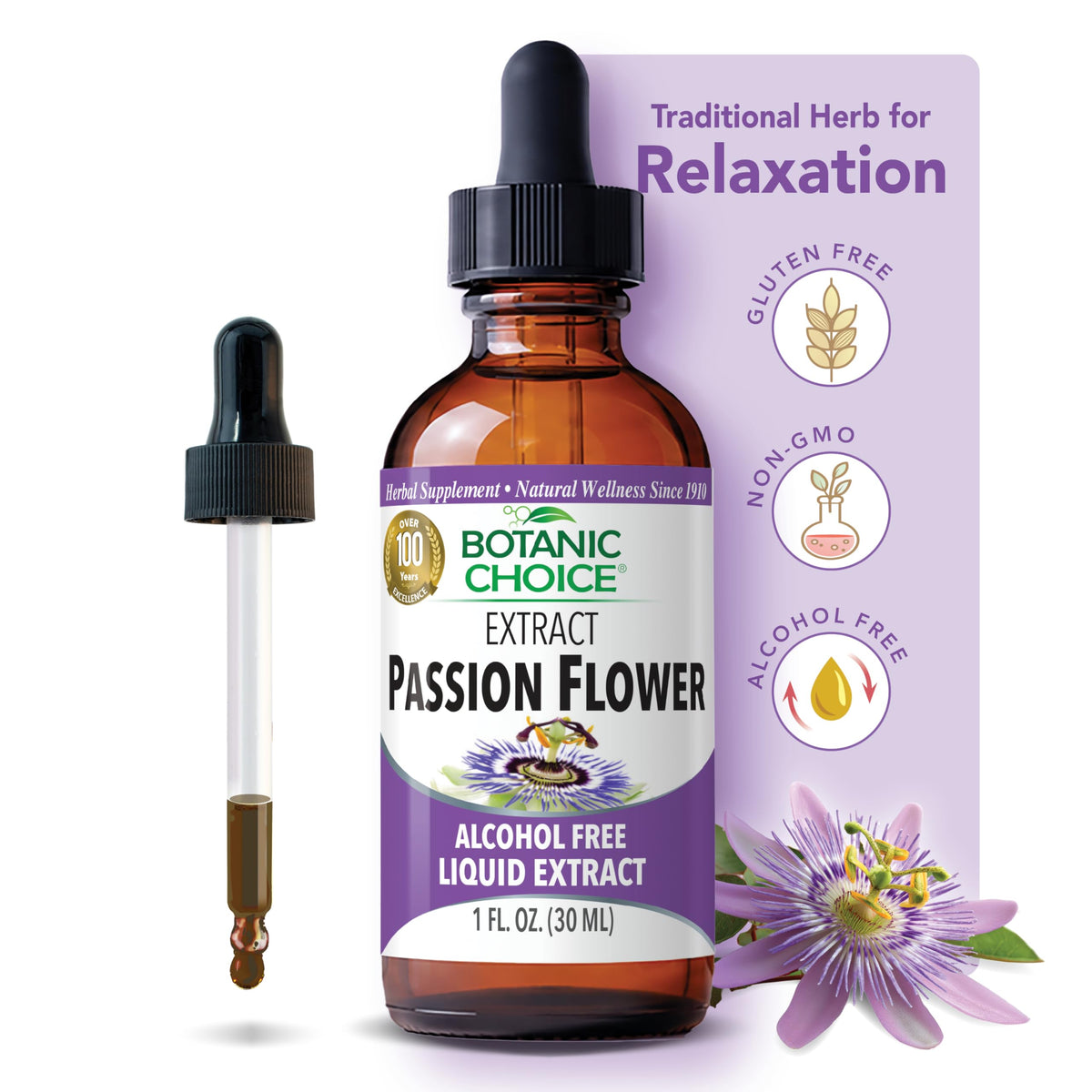 Botanic Choice Passion Flower Liquid Extract for Relaxation - 1 Fl Oz