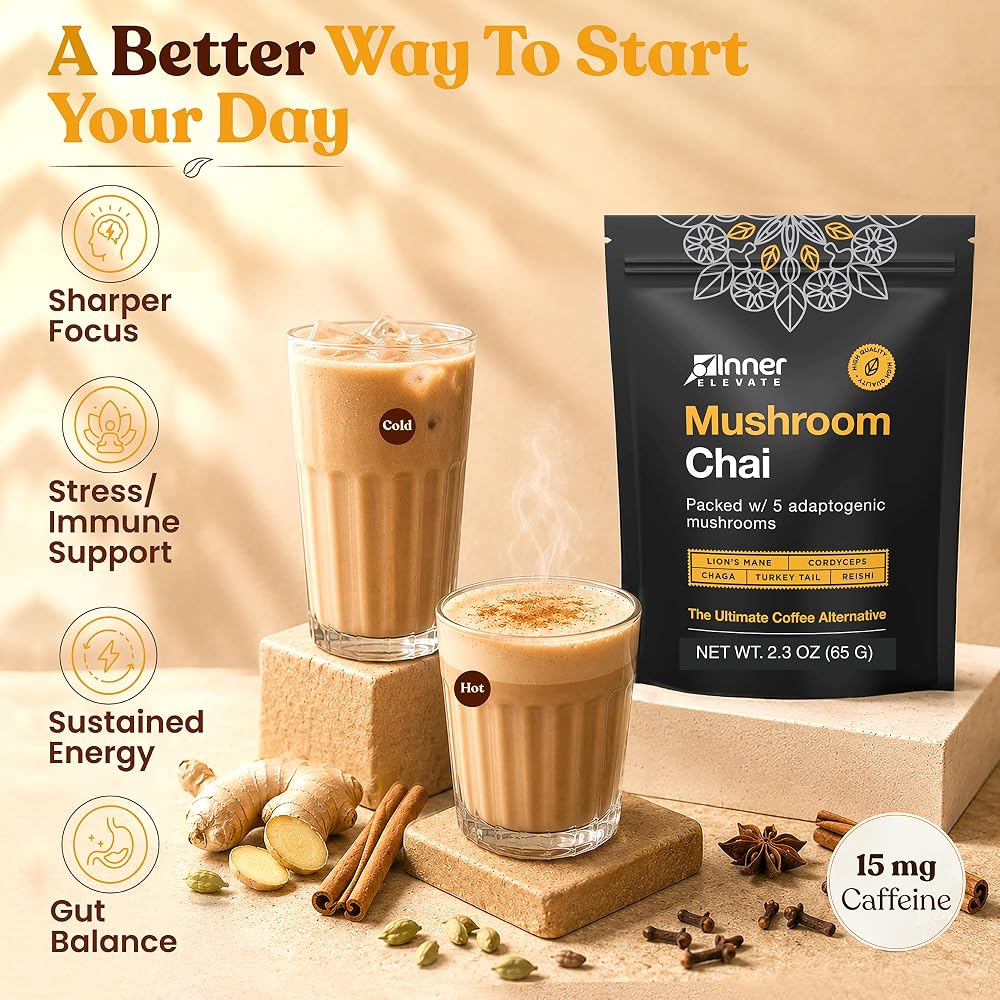 Inner Elevate Superfood Mushroom Chai - Ultimate Coffee Alternative - image 6