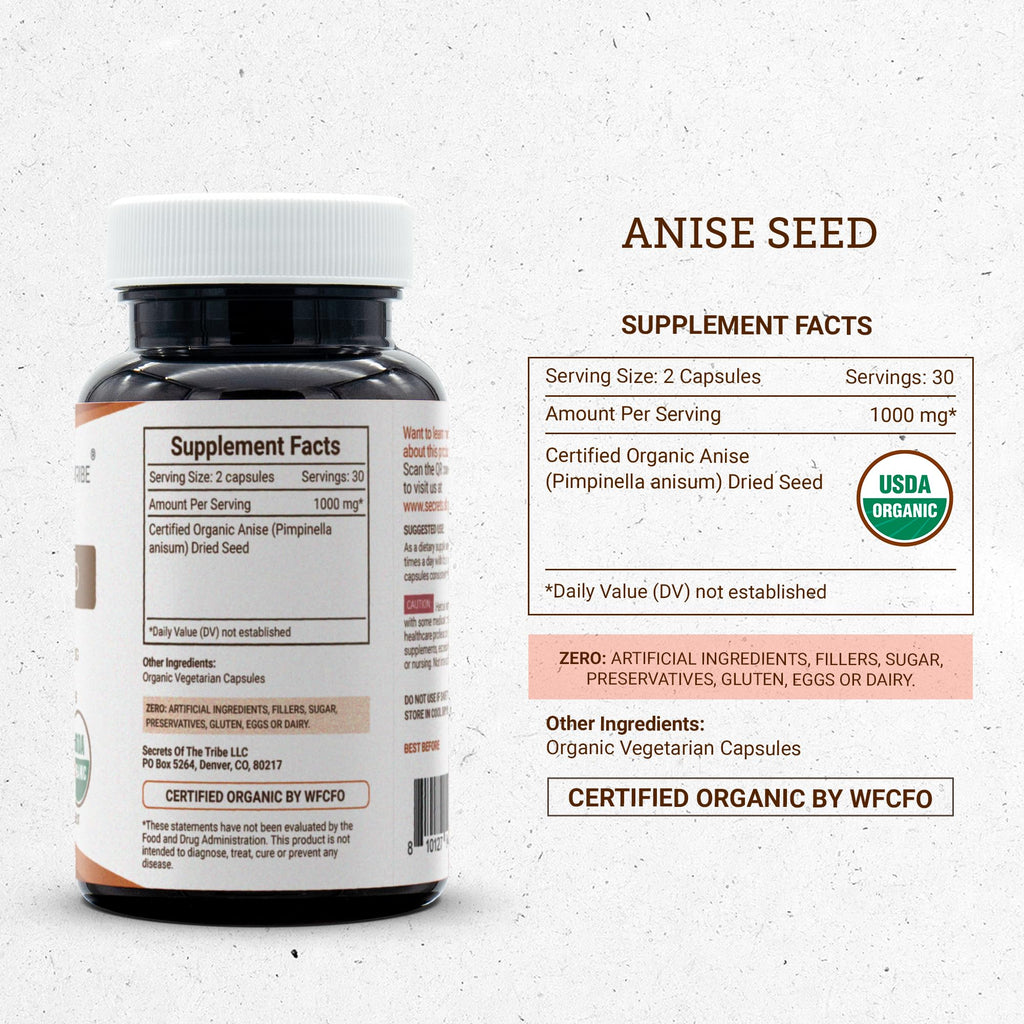 Secrets of the Tribe Anise Seed USDA Organic Capsules
