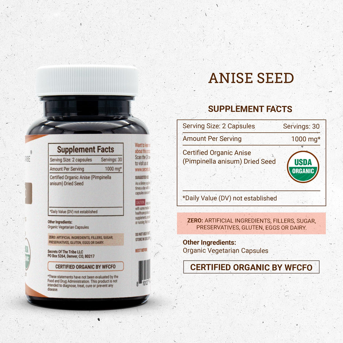Secrets of the Tribe Anise Seed USDA Organic Capsules