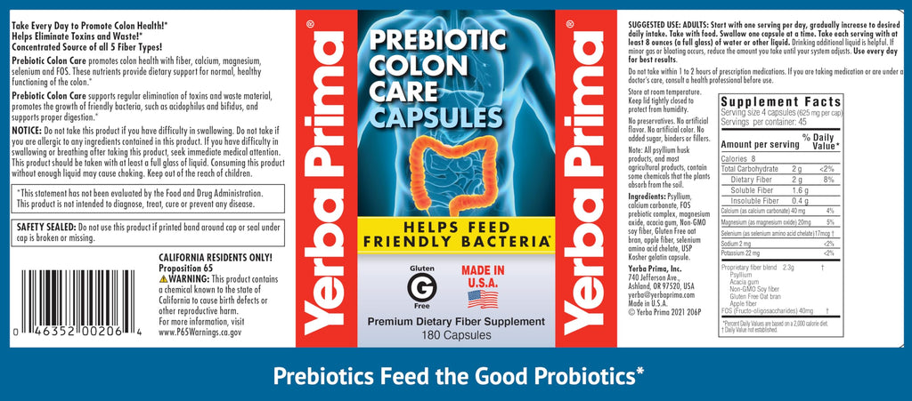 Yerba Prima Prebiotics Colon Care Fiber Caps - 180 Capsules - image 5