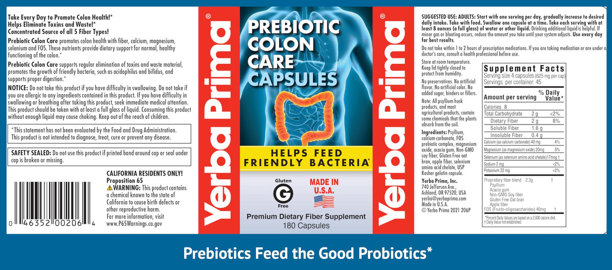 Yerba Prima Prebiotics Colon Care Fiber Caps - 180 Capsules - image 5