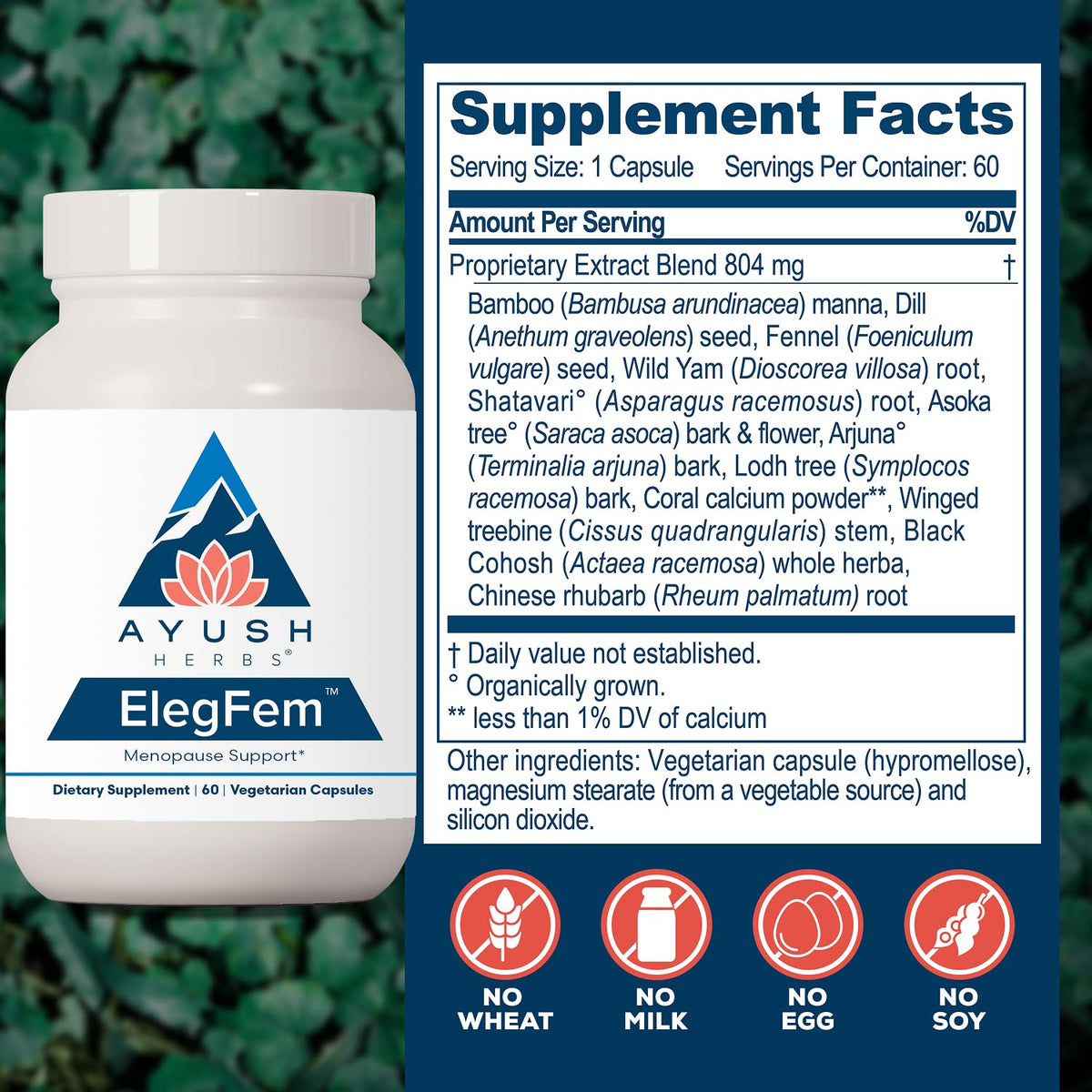 Ayush Herbs ElegFem Menopause Supplement for Women - 60 Capsules - image 3