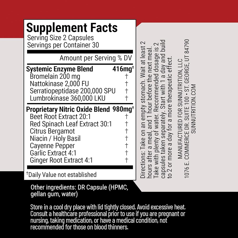 SunNutrition Vascular Defense Nitric Oxide Support - 60 Capsules - image 2