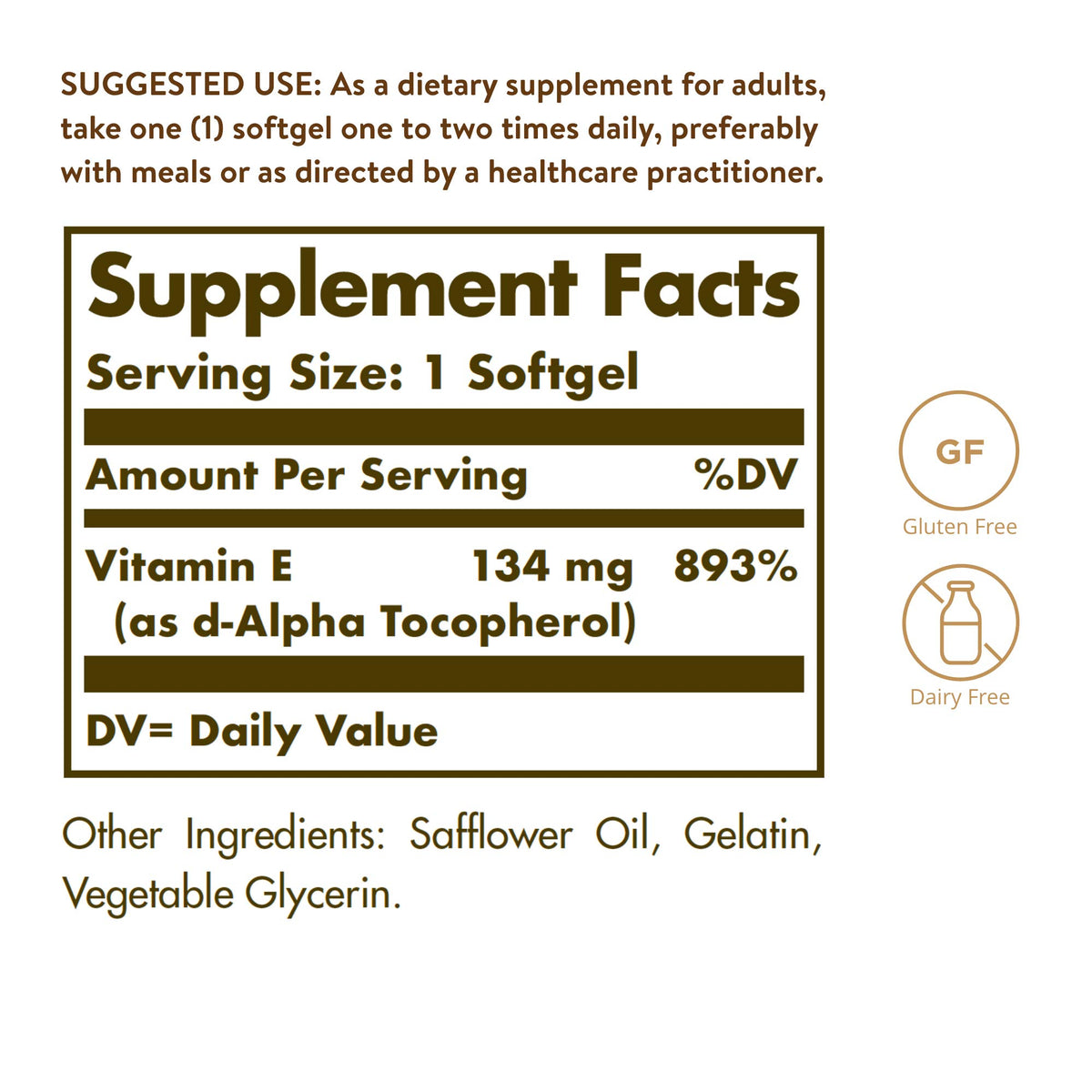 Solgar Vitamin E 200 IU Alpha Antioxidant - 100 Softgels - image 2