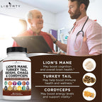 Liberty Lifestyle Lions Mane Mushroom Supplement with Turkey Tail