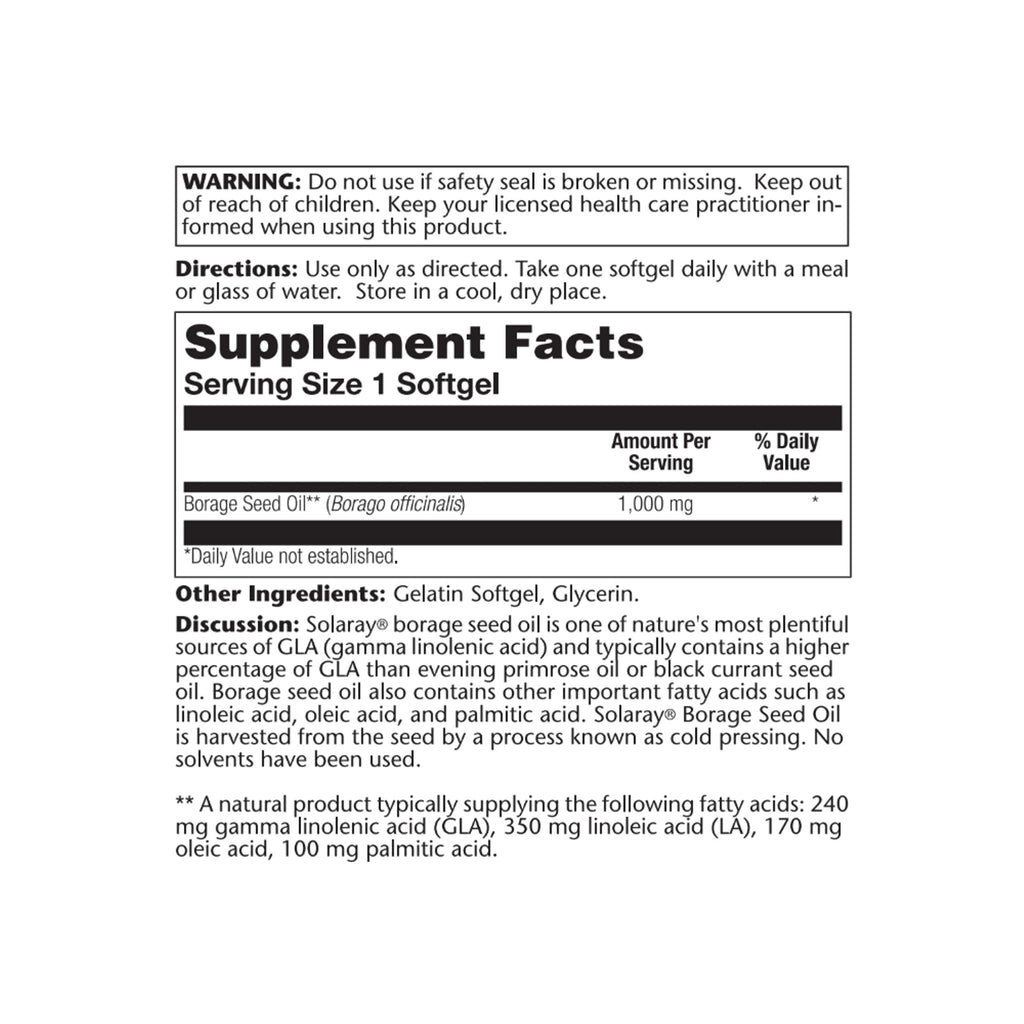 SOLARAY Borage Oil Seed 240mg - 50 Softgels - image 2