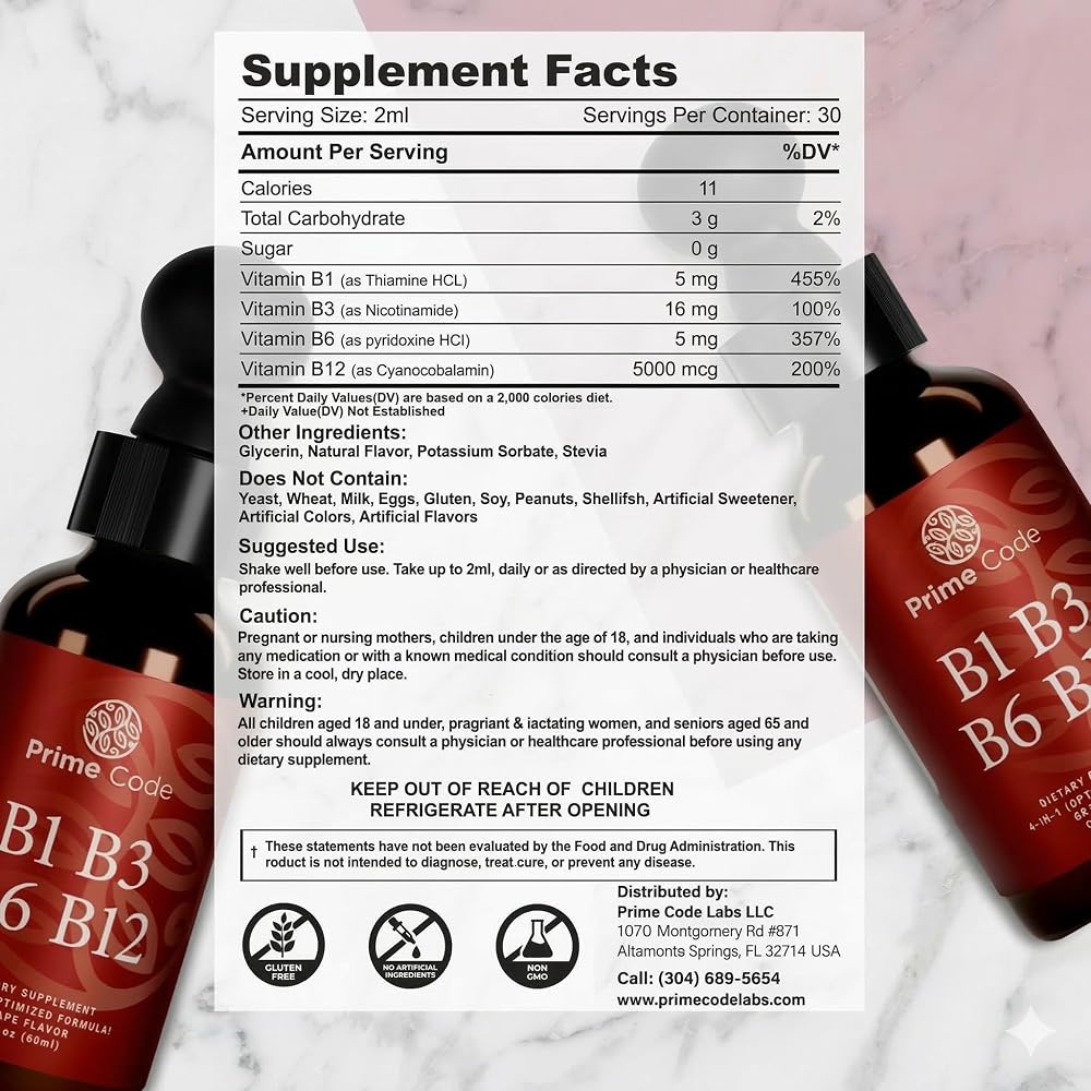 Prime Code Liquid Vitamin B Complex Drops - 2 Fl Oz - image 2
