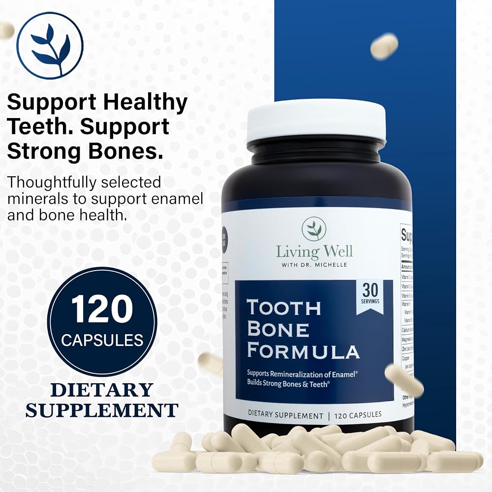 Living Well Dr. Michelle Tooth and Bone Formula with D3, K2 - 120 Capsules - image 2