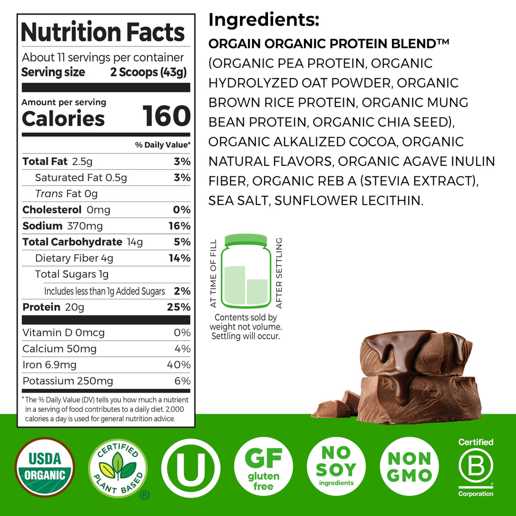 Orgain Organic Vegan Protein Powder + Oat Milk - 20g Plant Based