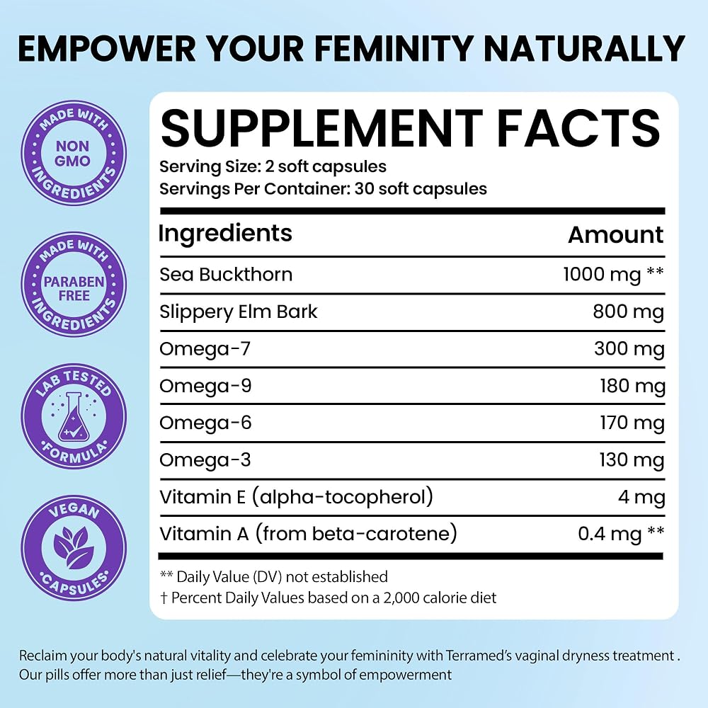 Terramed Hydro Gyn Vaginal Moisturizer Pills with Slippery Elm - 60 Capsules - image 2