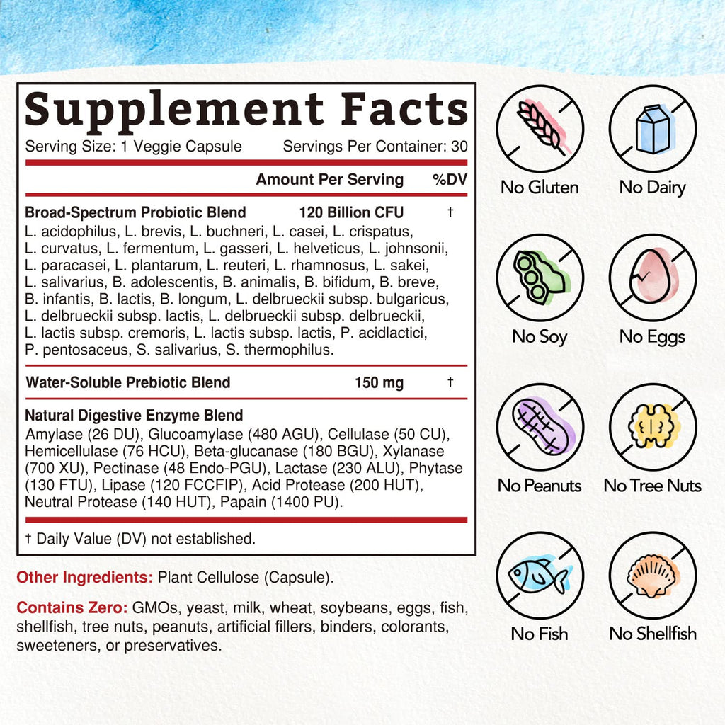 Bonawell Probiotics 120 Billion CFU 32 Strains - 30 Vegetarian Capsules - image 2