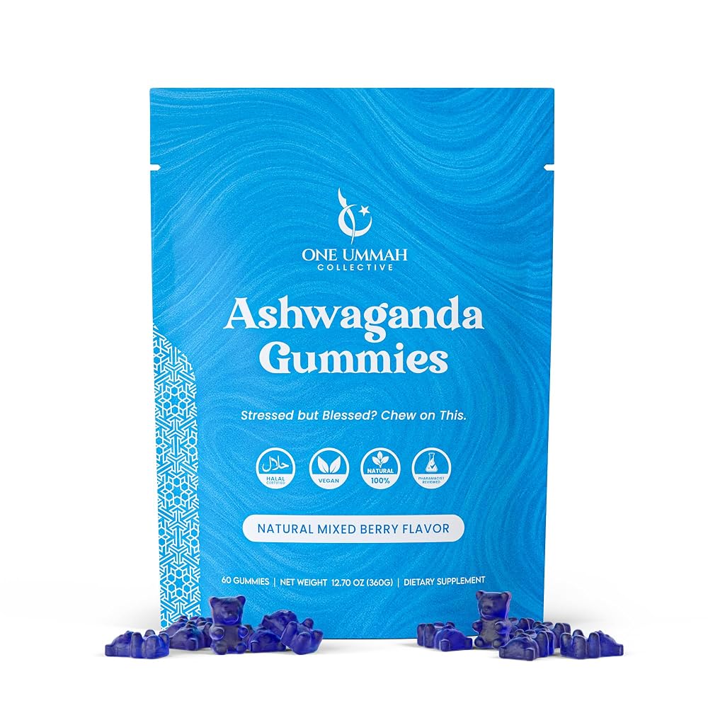 One Ummah Halal Certified Ashwagandha Gummies with Vitamin D & Zinc - 60 Count