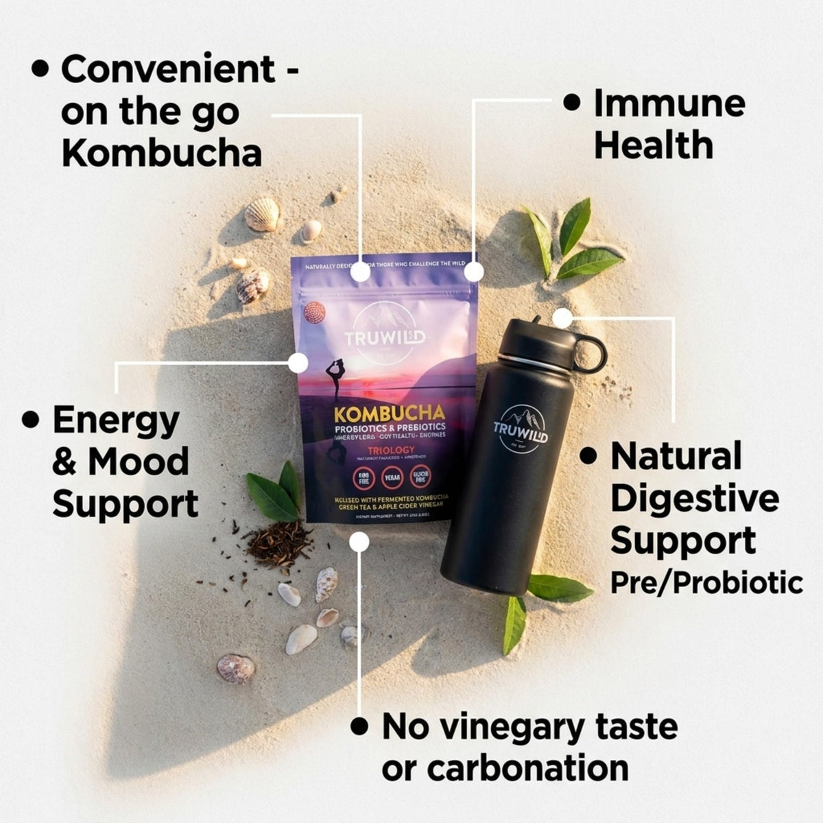 TruWild Natural Kombucha Powder Probiotic Supplement - 20 Servings - image 2