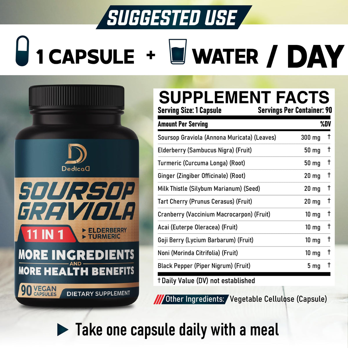 DEDICAD Soursop Graviola Herbal Supplement - 90 Capsules - image 2