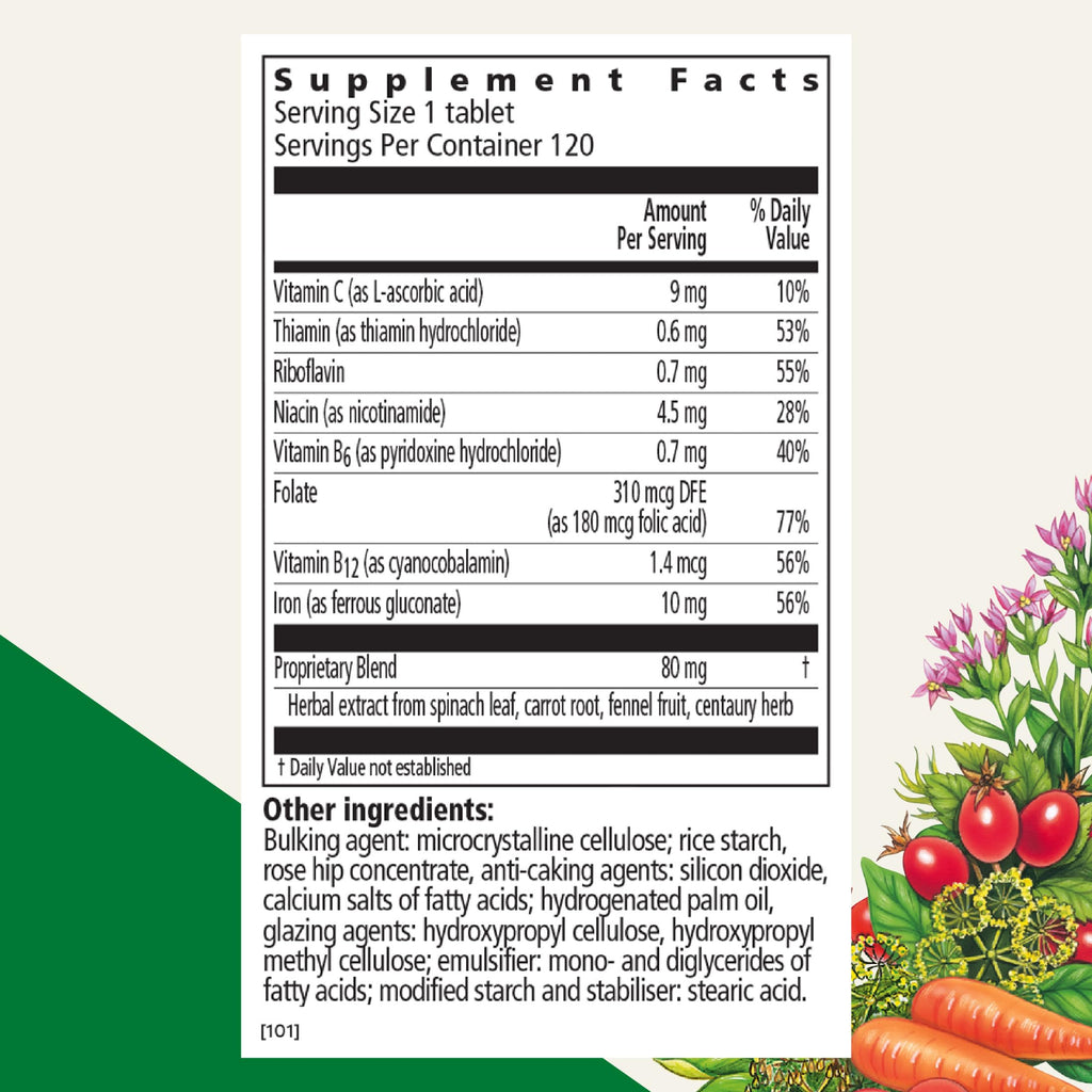 Floradix Iron Tablets Supplement, Vegetarian - 120 Tablets - image 2