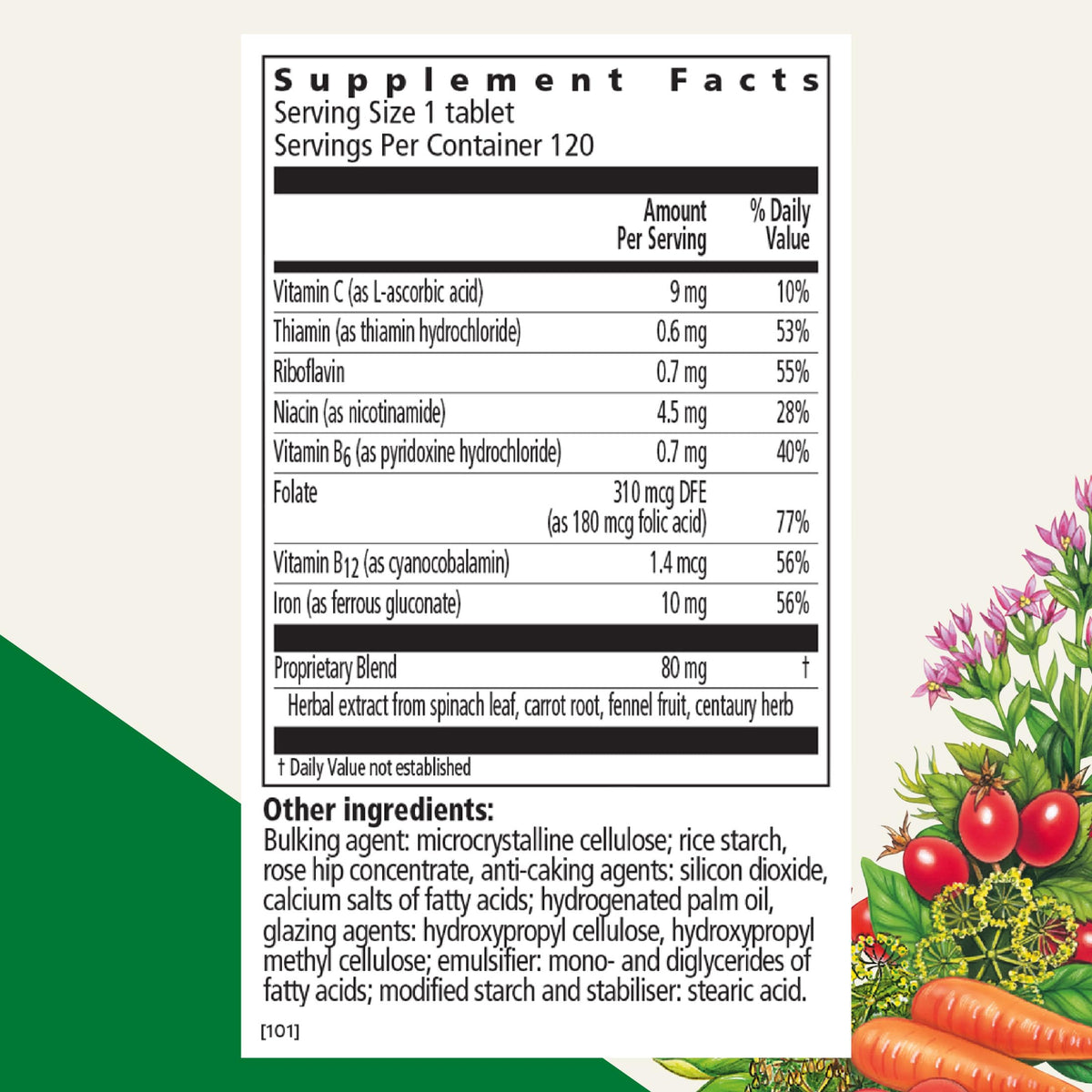 Floradix Iron Tablets Supplement, Vegetarian - 120 Tablets - image 2