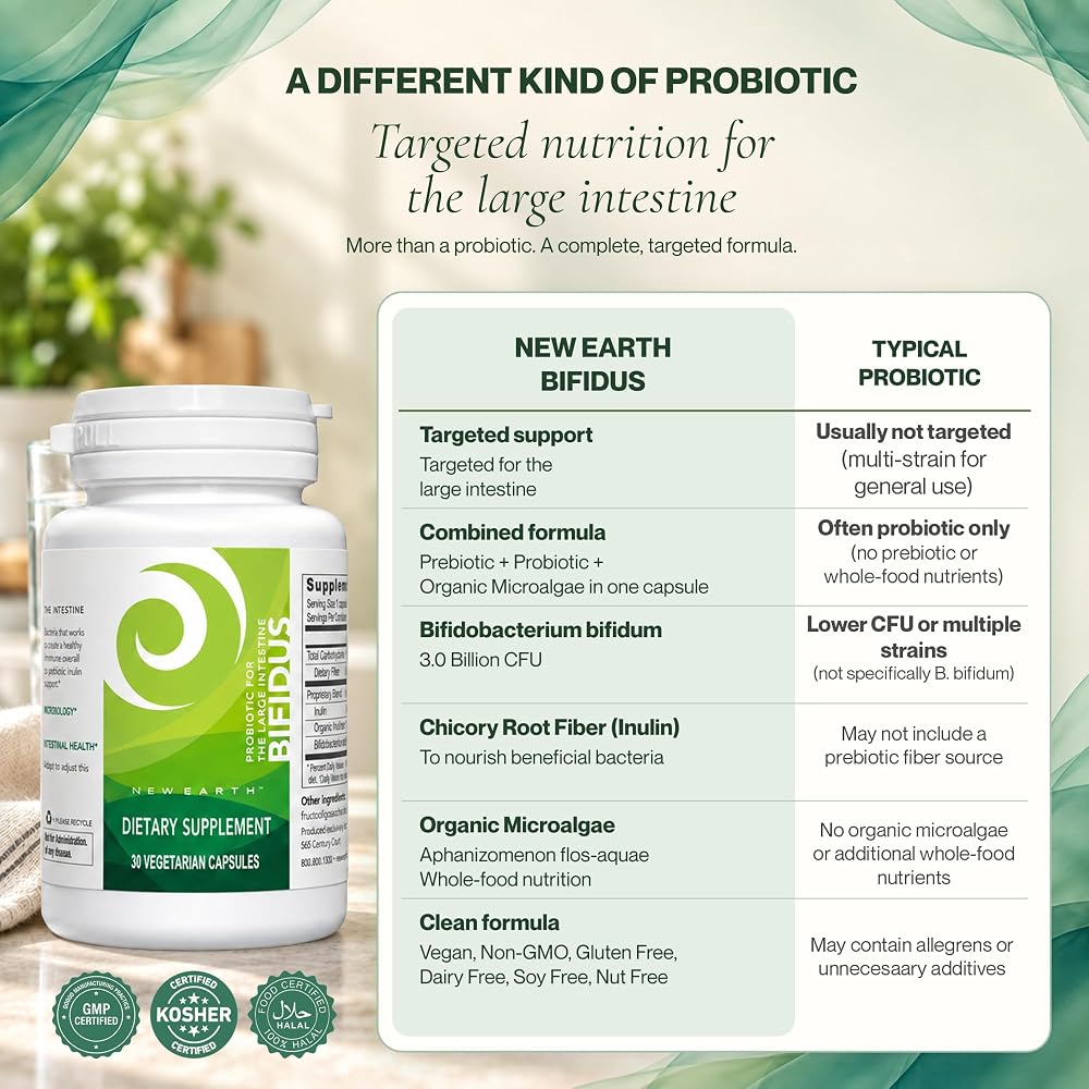 New Earth Bifidus Probiotic for Lower GI Support - 30 Capsules - image 2