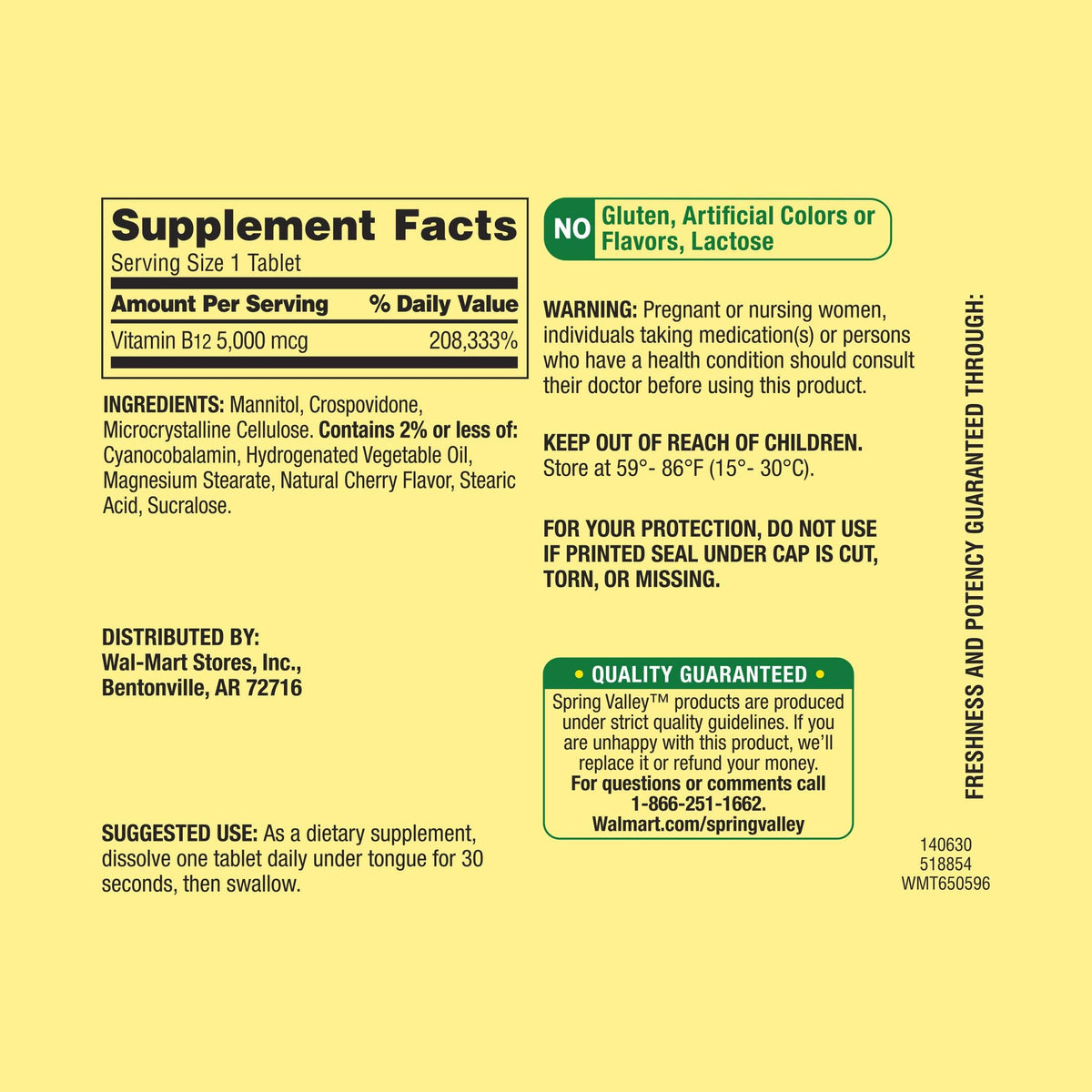 Spring Valley B12 5000mcg Metabolism Support - 300 Tablets - image 3