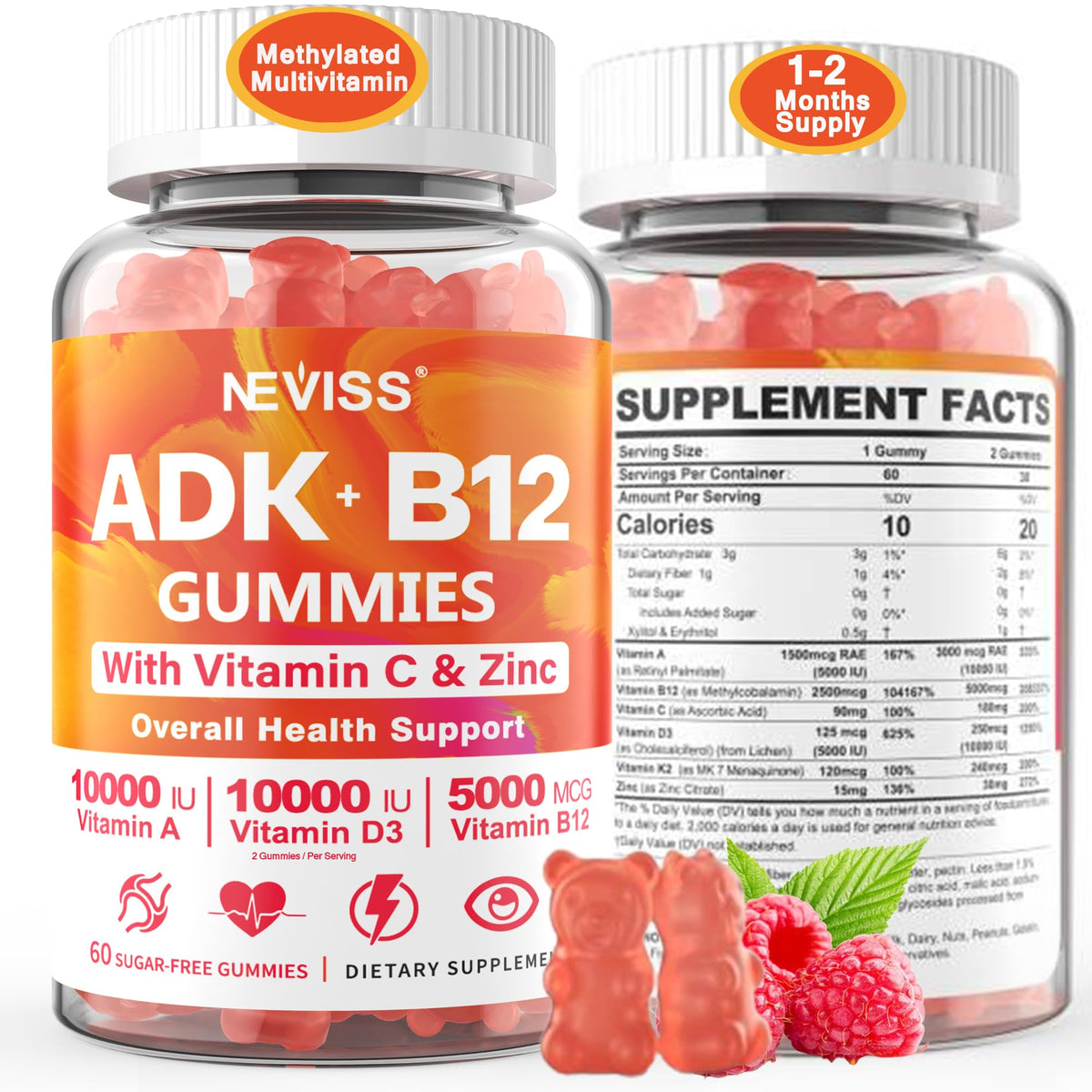 NEVISS Vitamin D3 K2+B12 Gummies - D3 K2 10
