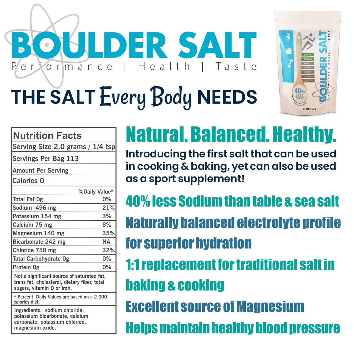 Boulder Salt Low Sodium Electrolyte Salt - 8oz - image 6