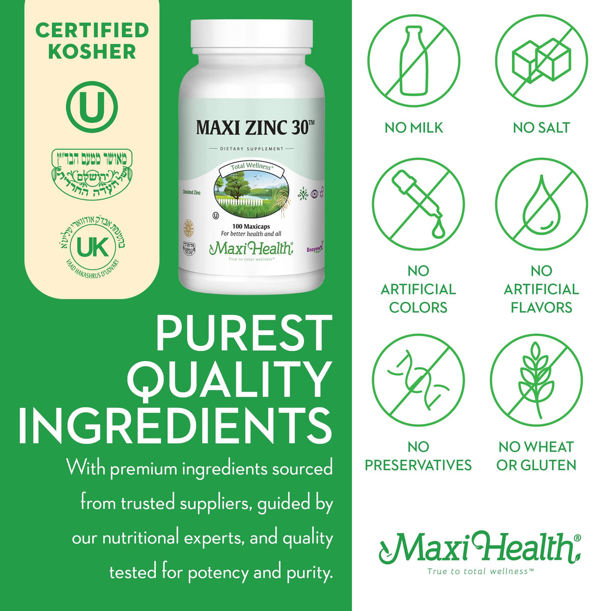 Maxi Health Zinc Supplement 30mg with Enzymax - 100 Capsules - image 7