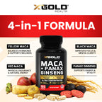 X Gold Health Maca Root & Korean Panax Ginseng Extract - 120 Capsules - image 3