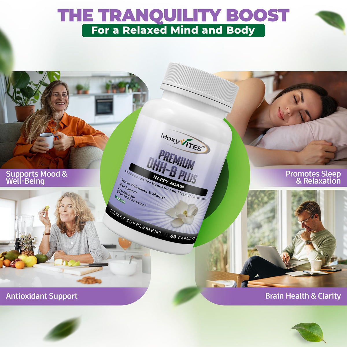 MoxyVites DHH-B Supplement Magnolia Bark Extract - 60 Vegan Capsules - image 3