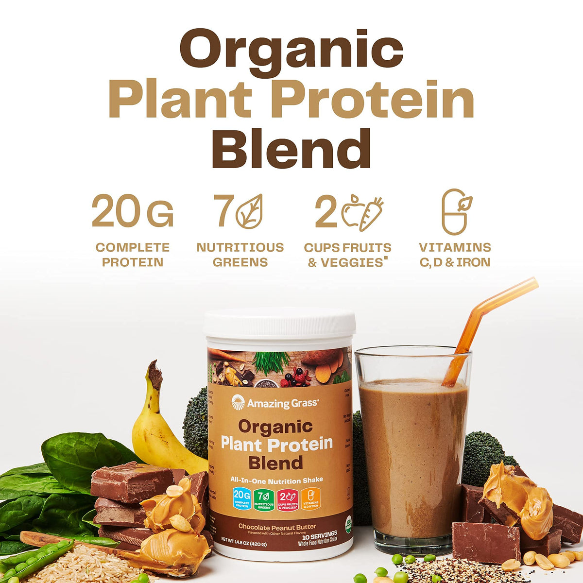 Amazing Grass Organic Plant Protein Blend: Vegan Protein Powder