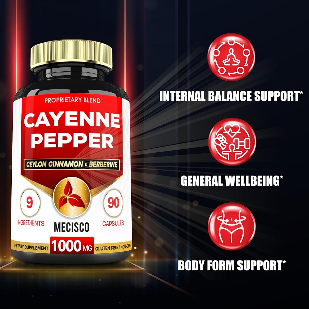 Mecisco Cayenne Pepper Supplements with Turmeric & Berberine - 90 Capsules - image 3