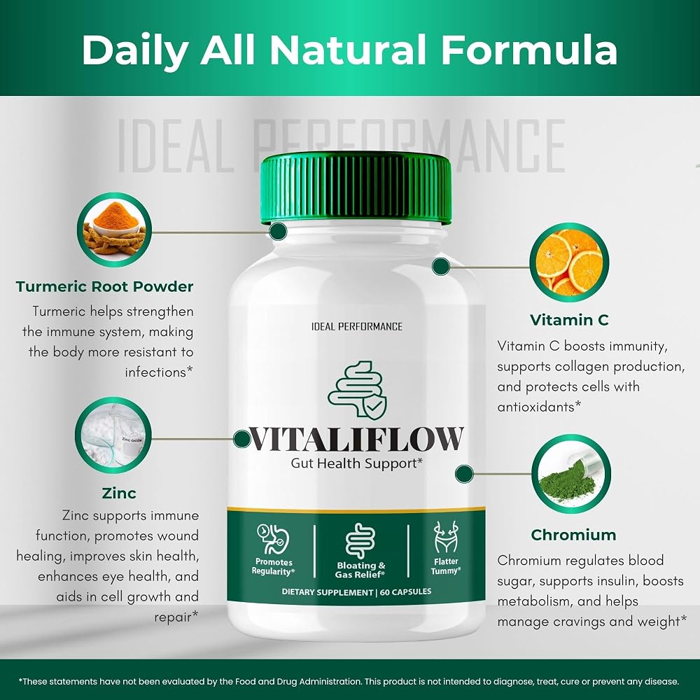 IDEAL PERFORMANCE Vitaliflow Gut Health Support Capsules - 300 Count - image 7