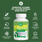 Whole Nature Vitamin K2 D3 Supplement with BioPerine - 60 Vegan Capsules - image 2