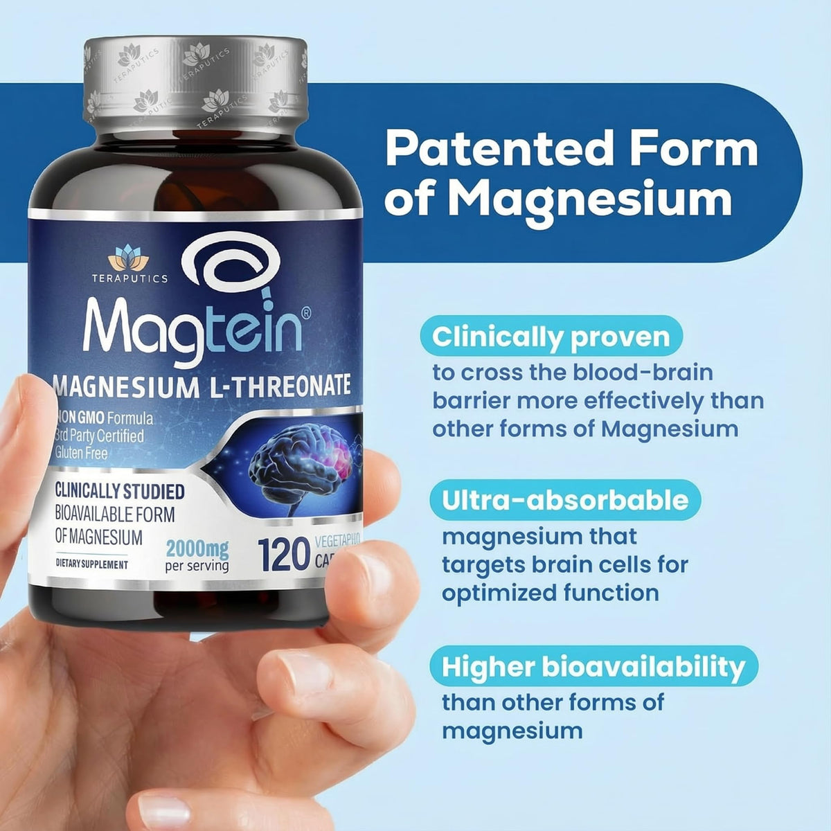 Teraputics Magnesium L-Threonate Brain Supplement - 120 Capsules - image 3