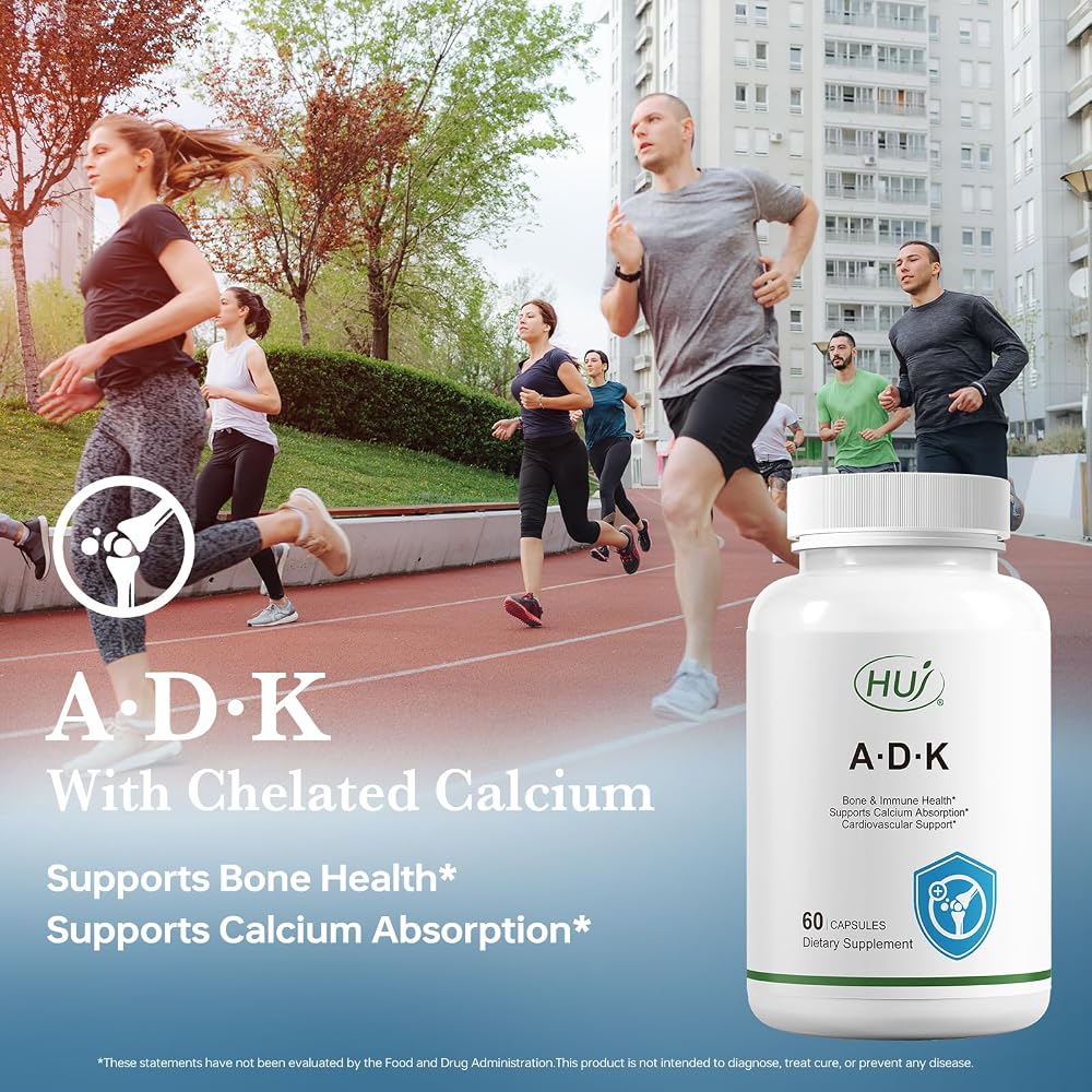 HUJ ADK Supplement Calcium with Vitamins D3 and K2 - 60 Capsules - image 2