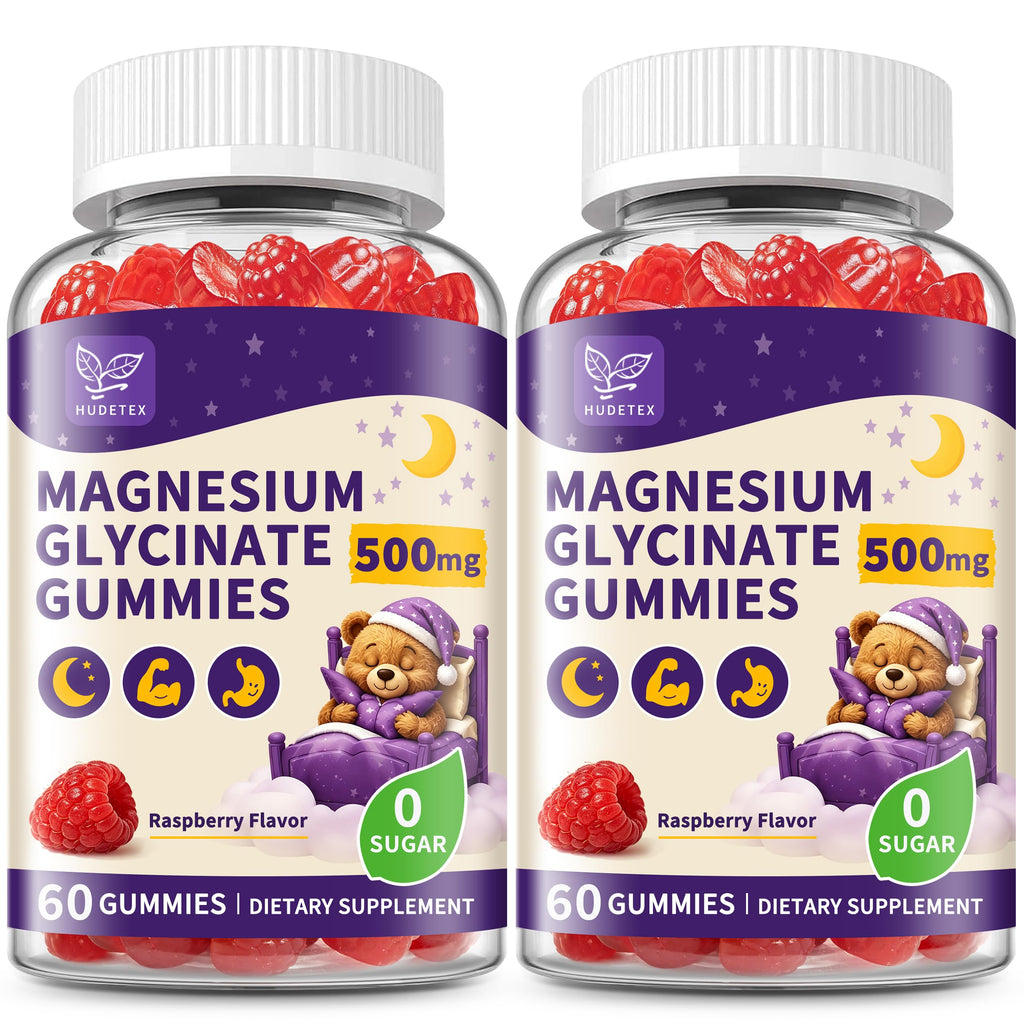 Hudetex Magnesium Glycinate Gummies - 120 Count (2 Packs)