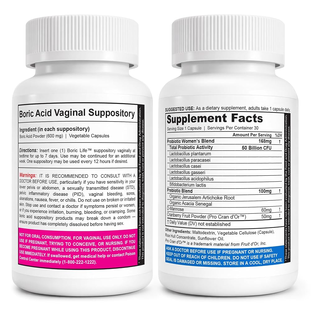 NutraBlast Boric Acid Suppositories with Women's Probiotics - 60 Count - image 2