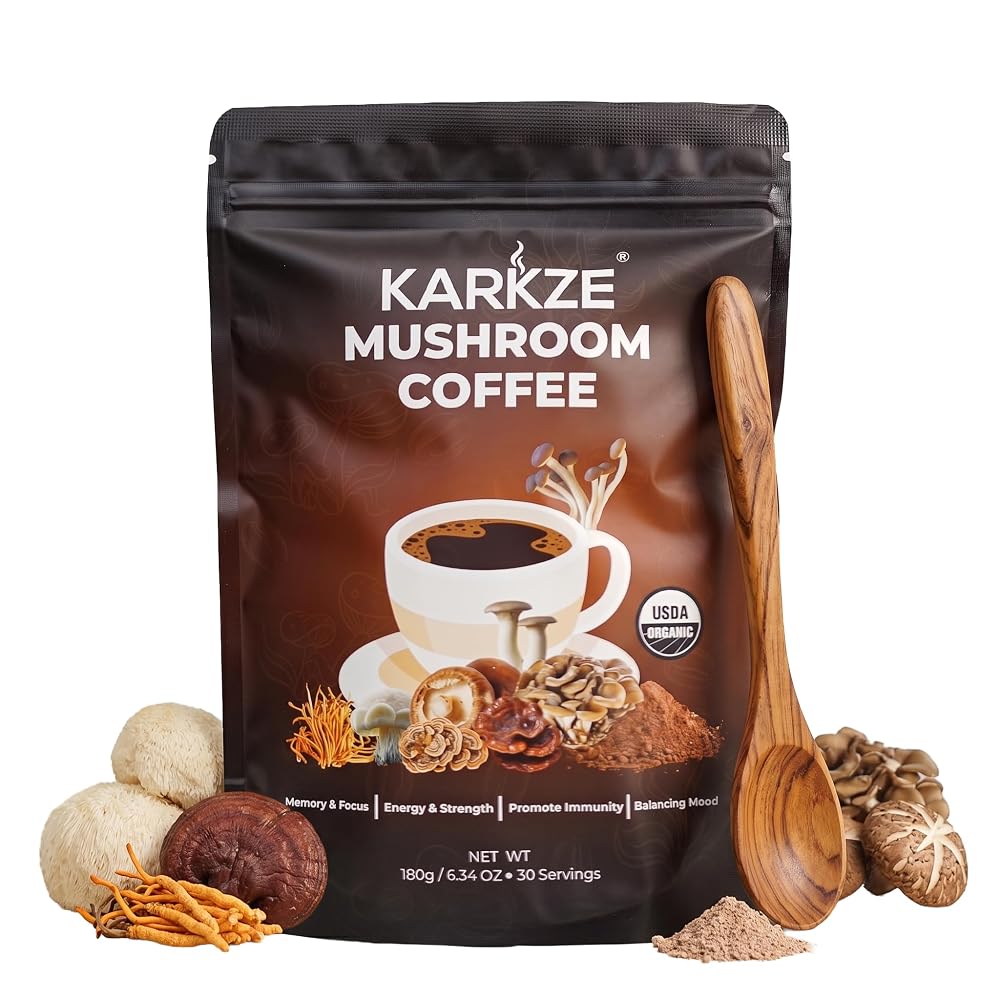 KARKZE USDA Organic Instant Mushroom Coffee - 30 Servings
