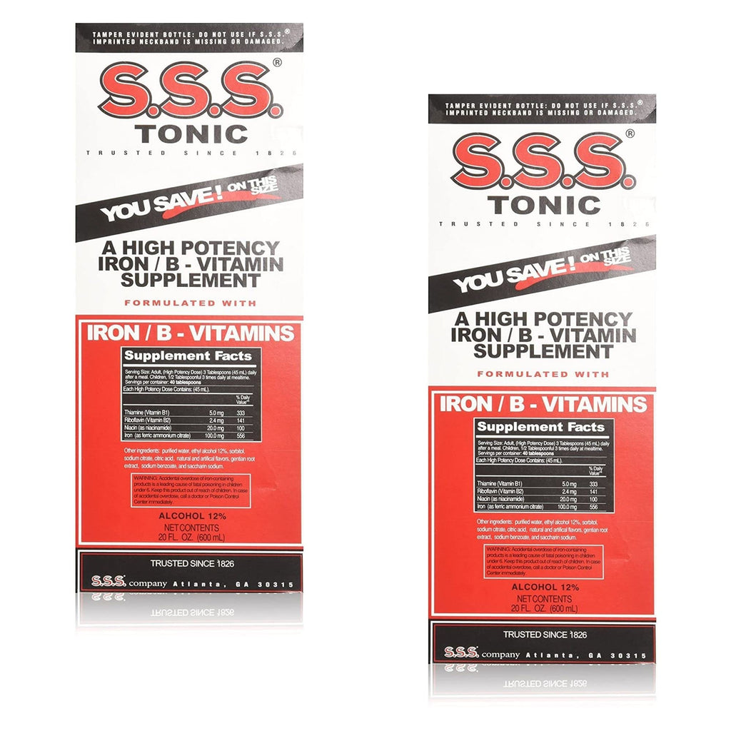S.S.S. Tonic Iron and Vitamin B Supplement Liquid - 20 fl oz (Pack of 2)