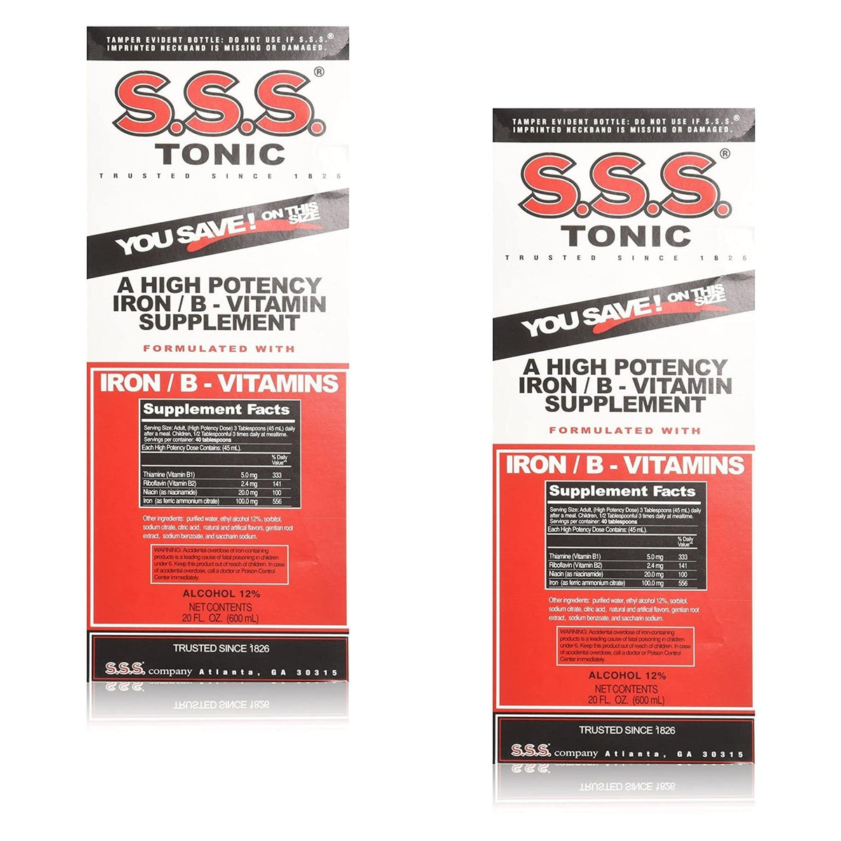 S.S.S. Tonic Iron and Vitamin B Supplement Liquid - 20 fl oz (Pack of 2)