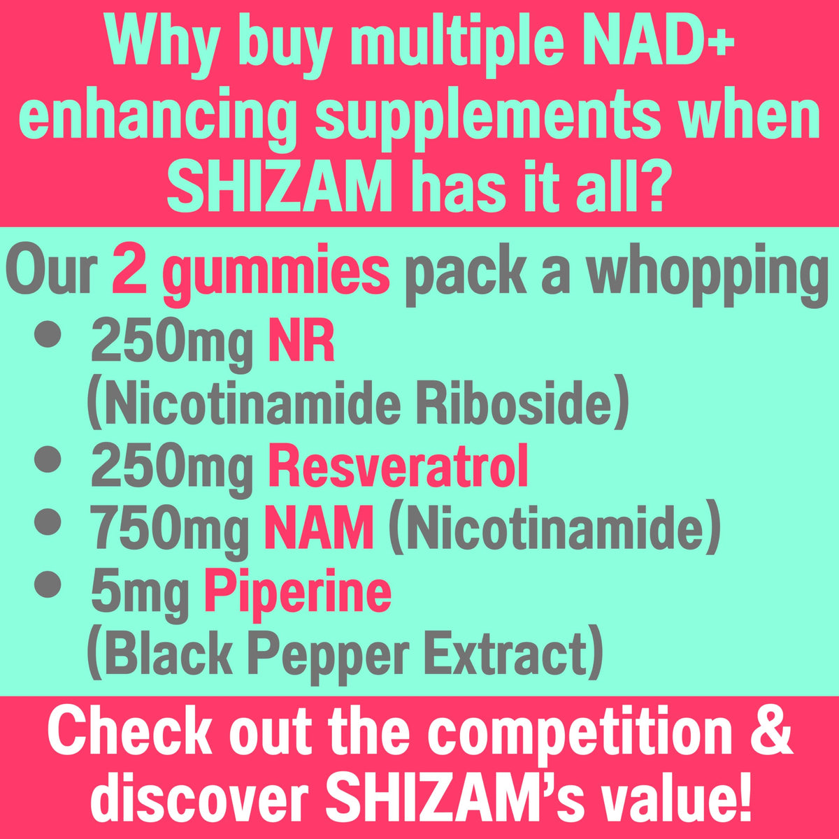 SHIZAM Nicotinamide Riboside NAD+ Gummies - 60 Count - image 2