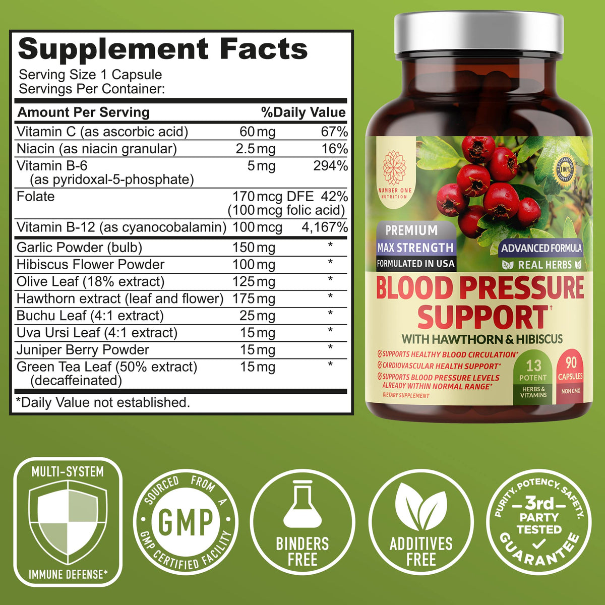 Number One Nutrition 2-Pack N1N Premium Blood Pressure Support