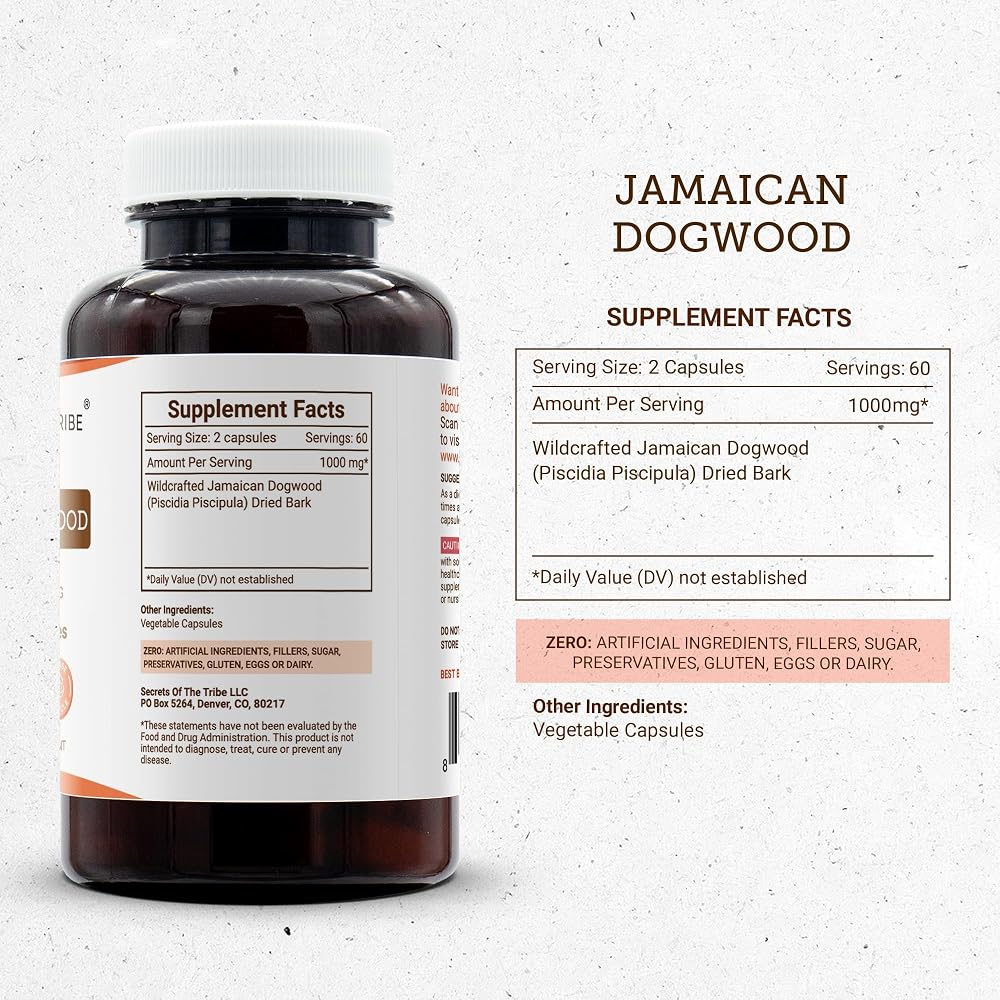 Secrets of the Tribe Jamaican Dogwood 1000 mg - 120 Capsules - image 3