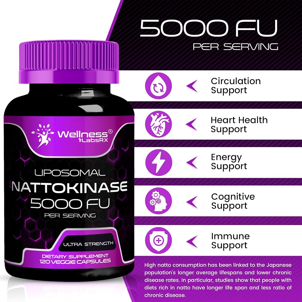 WELLNESS LABSRX Nattokinase Supplement 5000 FU - 120 Capsules - image 6