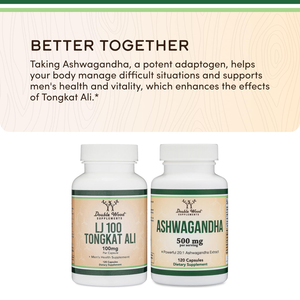 Double Wood Supplements LJ100 Tongkat Ali 100mg - 120 Capsules - image 5