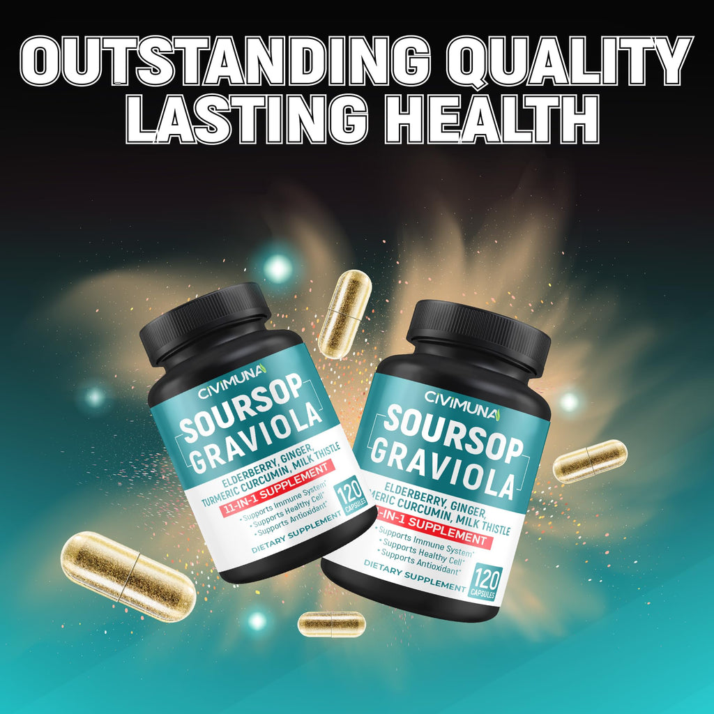 CIVIMUNA Soursop Graviola Capsules with Turmeric & Elderberry - 120 Capsules - image 2