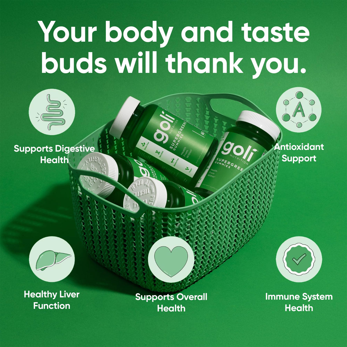 Goli Gummy Supergreens Vegan, Glutenfree Bottle