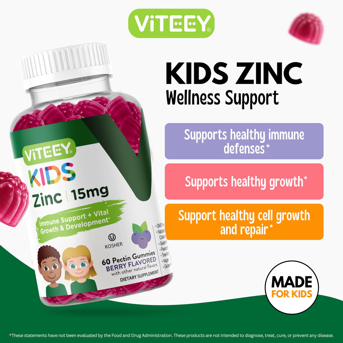 Viteey Kids Zinc 15mg Gummies