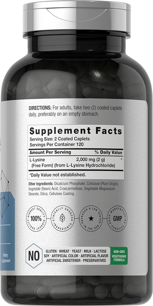 Horbäach L-Lysine Supplement 2000mg - 240 Caplets - image 2